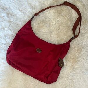 Longchamp Le Pliage Red Nylon Hobo Crossbody Shoulder Bag Purse Nylon Bag